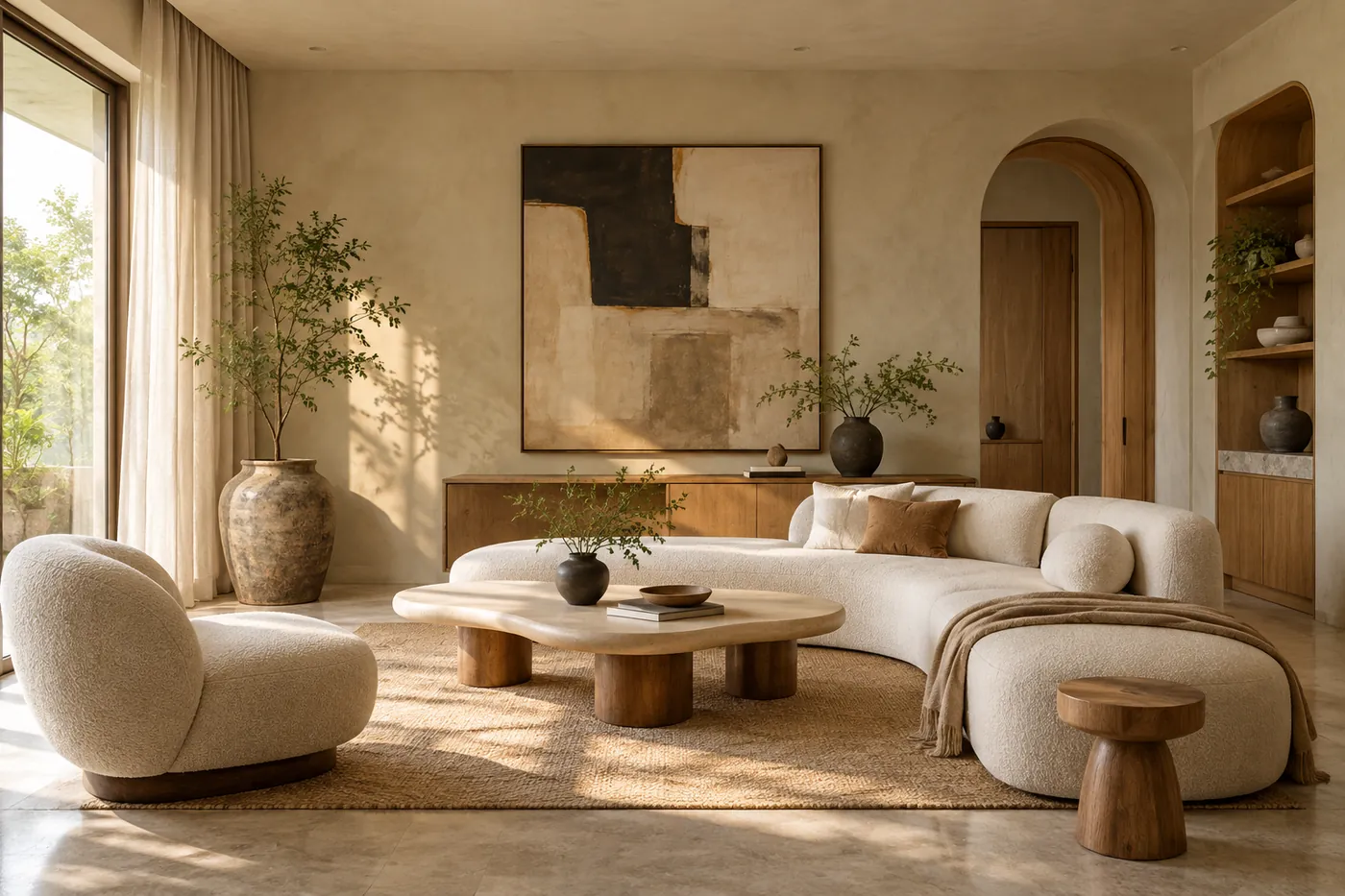 Original warm apartment living room
