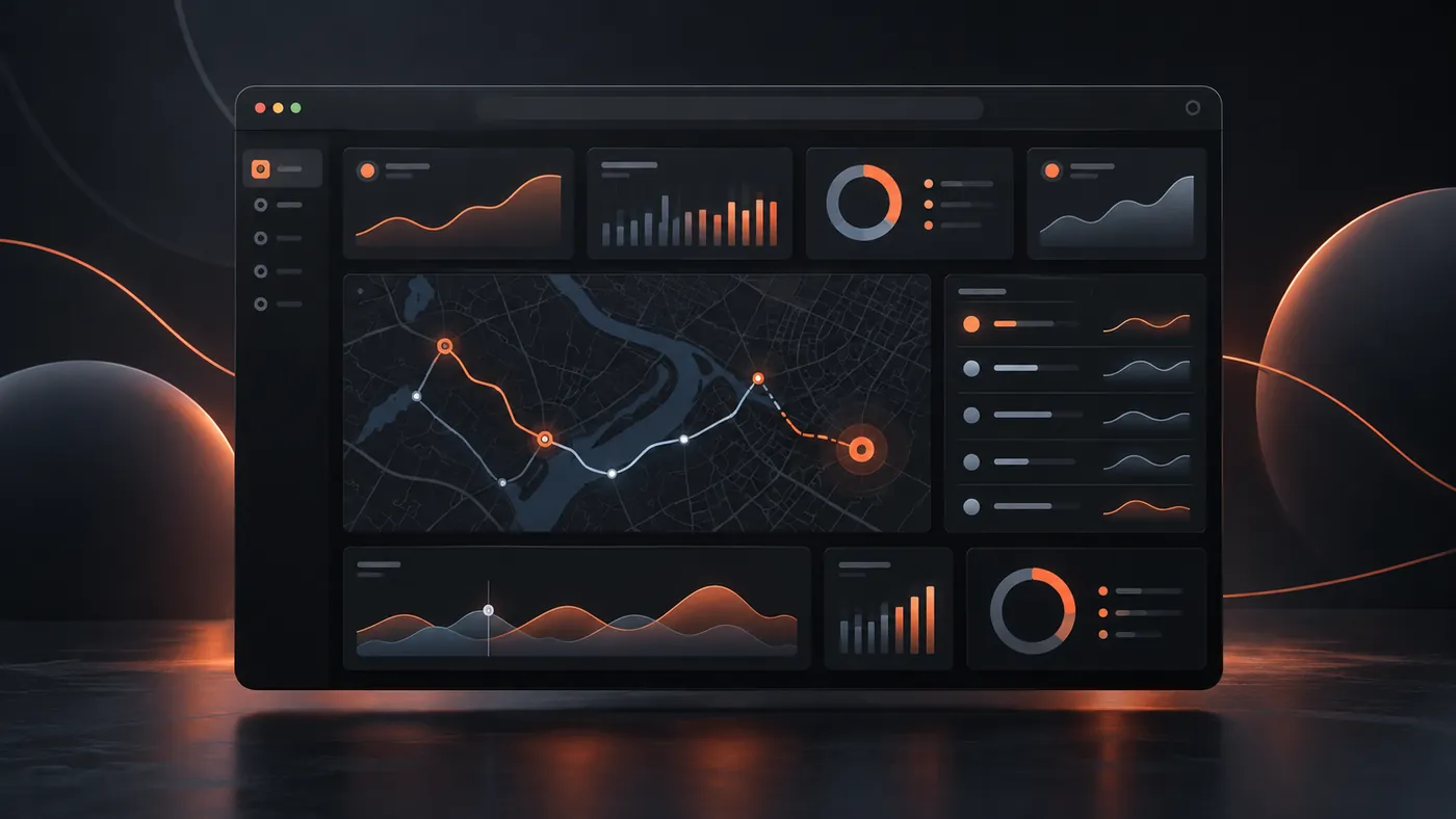 Original dark analytics dashboard on a screen