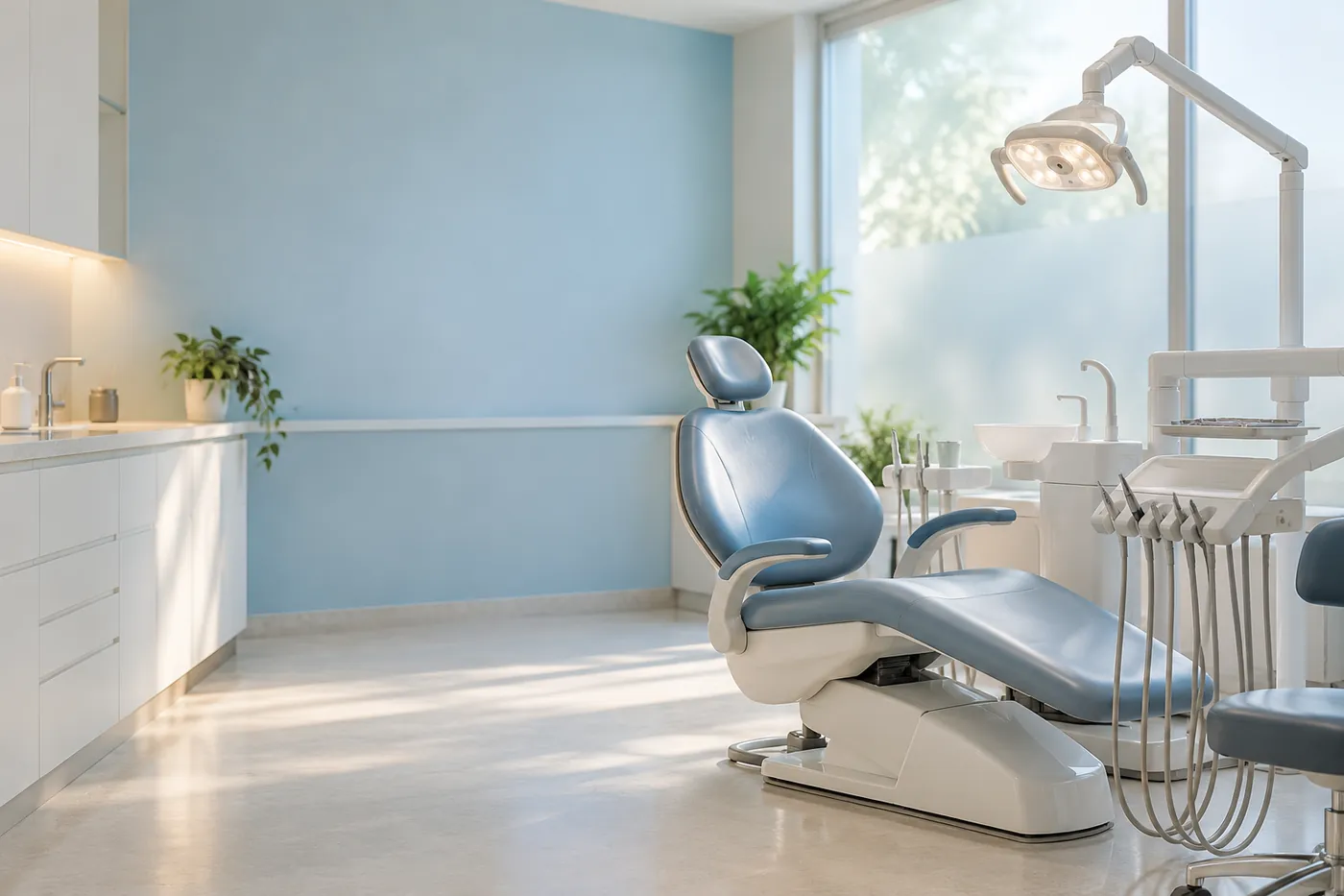 Calm treatment room at a modern dental clinic