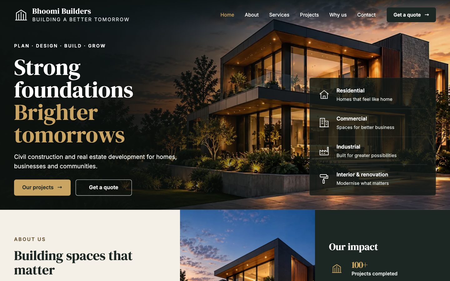 Architects, Interiors & Construction — Civil Landmark website preview
