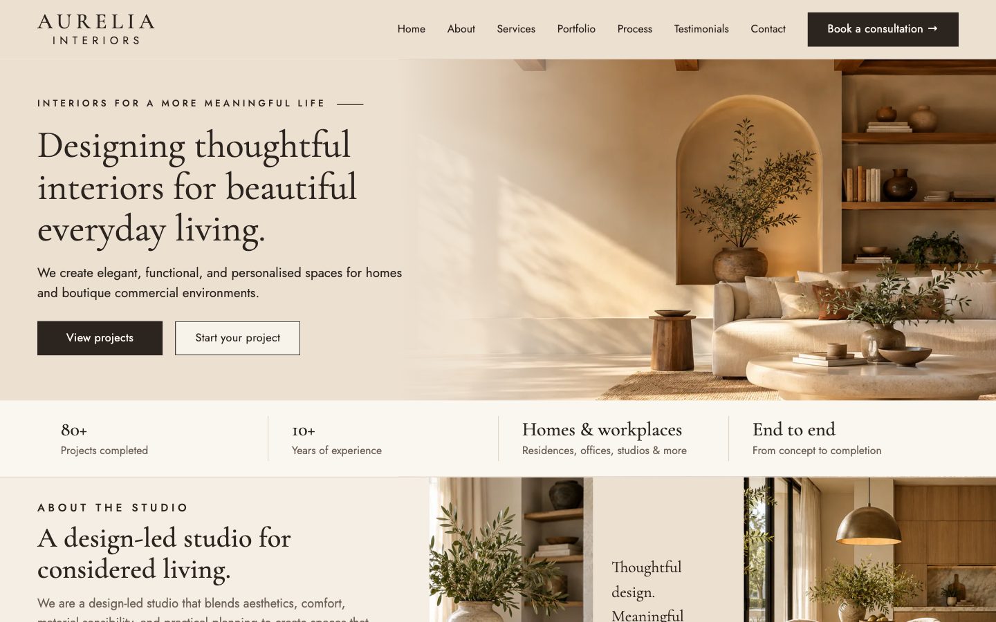 Architects, Interiors & Construction — Considered Living website preview