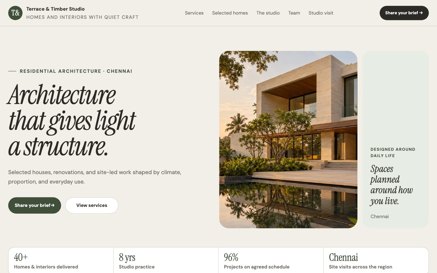 Architects, Interiors & Construction — Modern Firm website preview