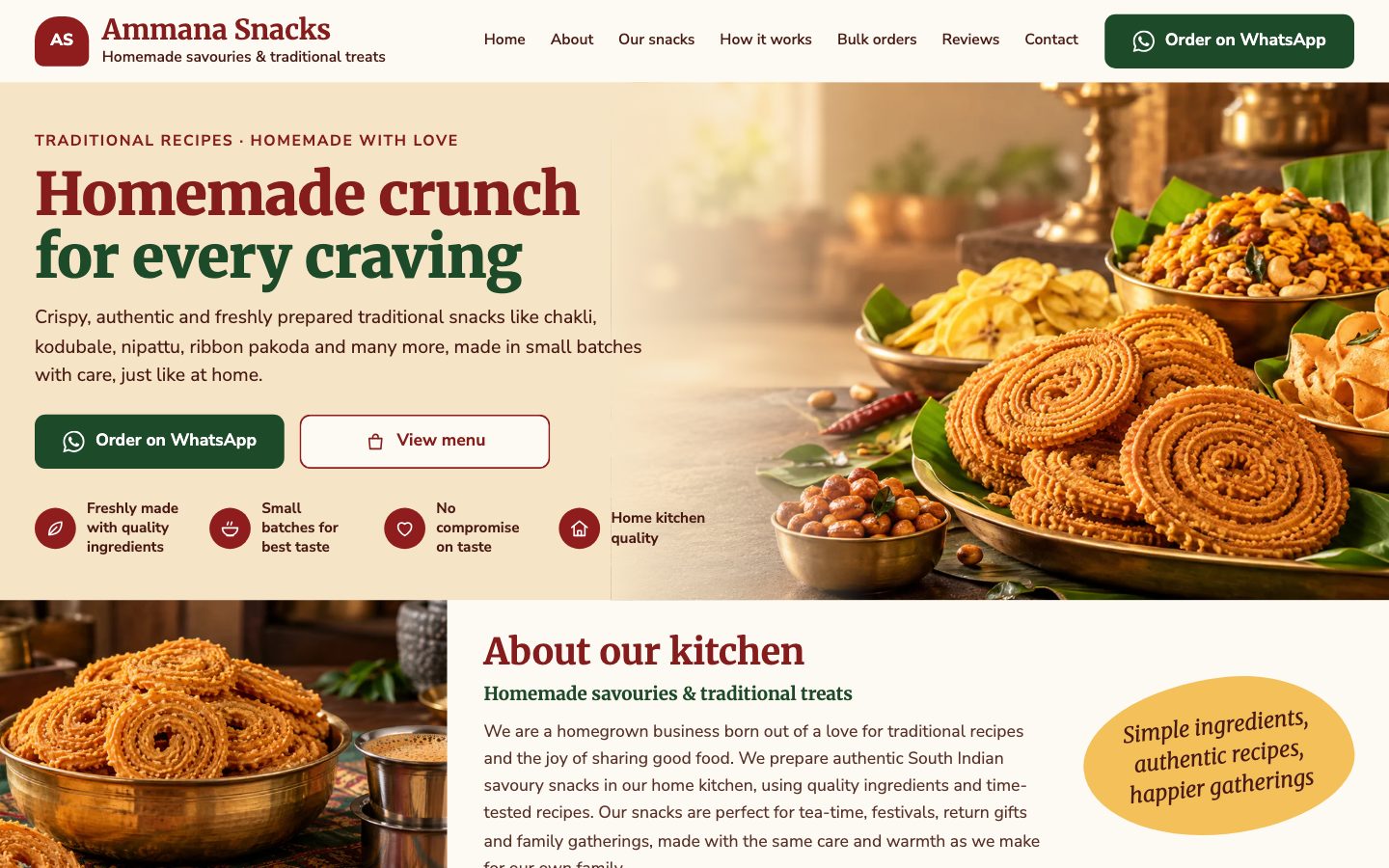 Home Bakers, Sweets & Snacks — Homemade Crunch website preview