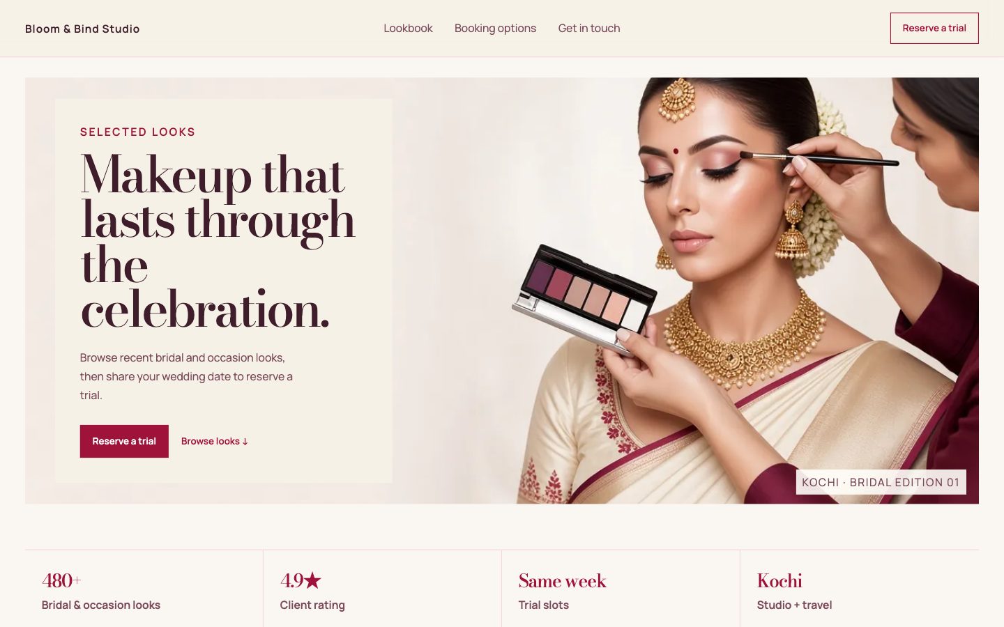Beauty & Bridal Professionals — Lookbook website preview
