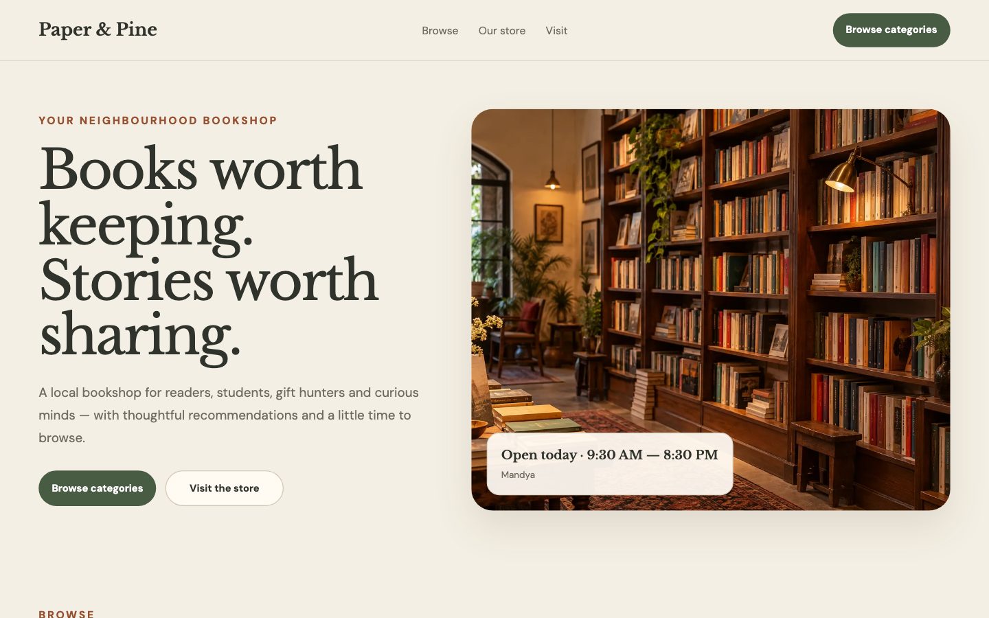 Books & Stationery Stores — Bookshop website preview