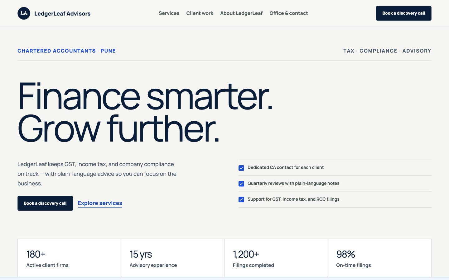 CA & Tax Advisors — Advisory website preview