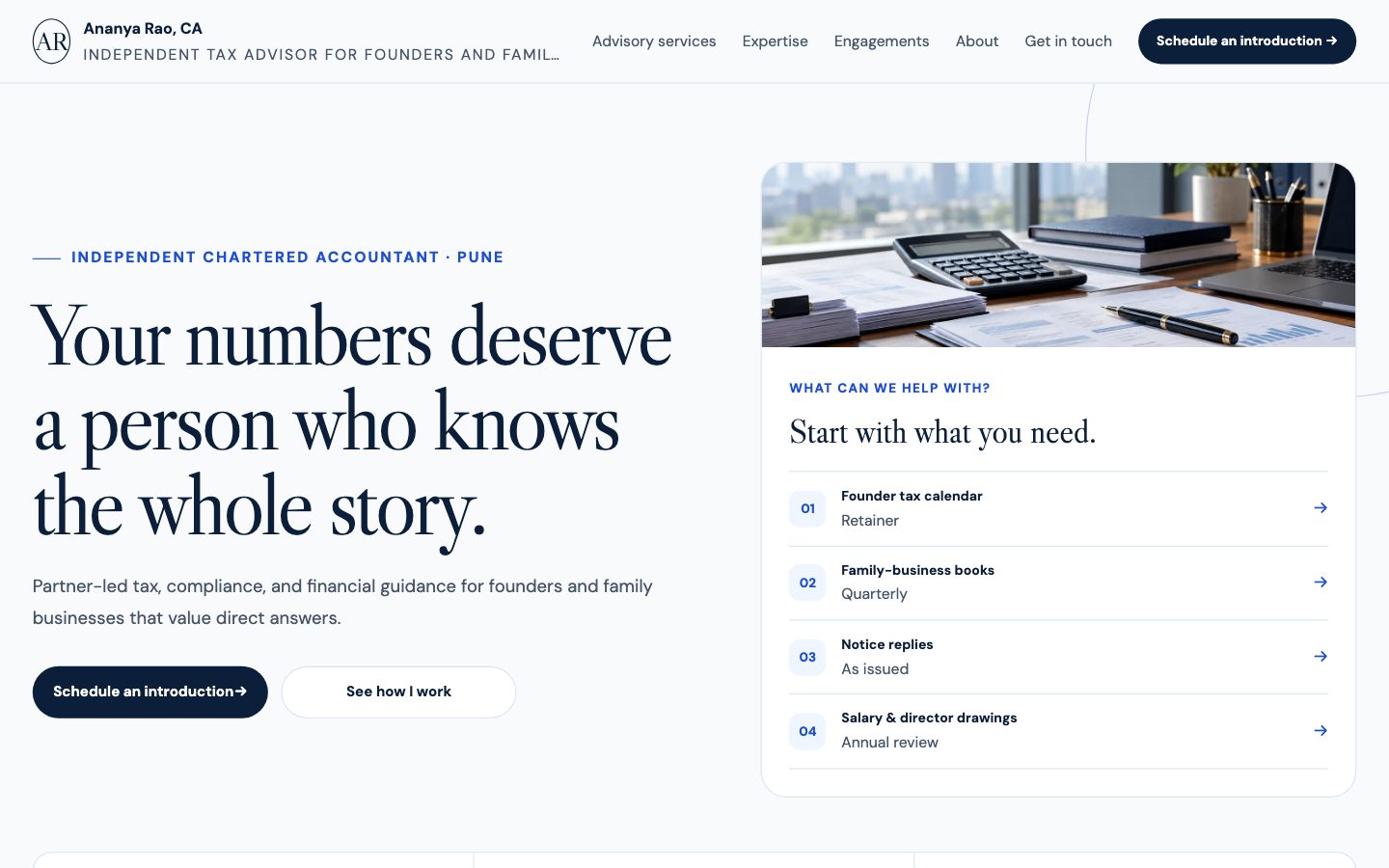 CA & Tax Advisors — Modern Classic website preview