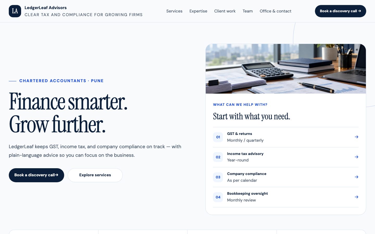 CA & Tax Advisors — Modern Clean website preview