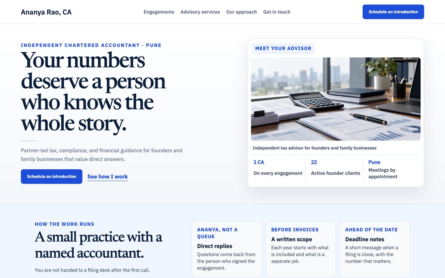 CA & Tax Advisors — Partner website preview