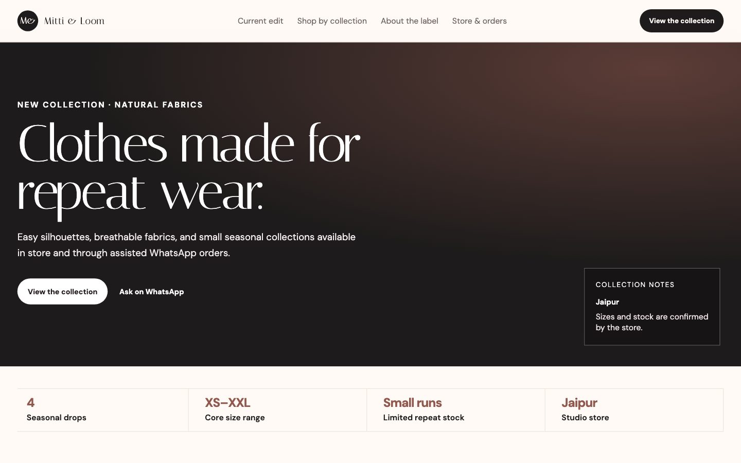 Clothing, Boutiques & Tailors — Collection Storefront website preview