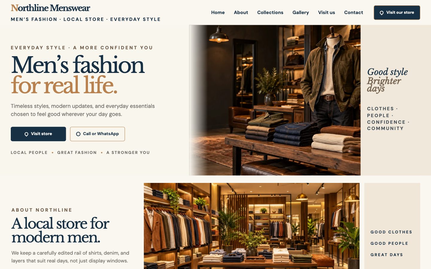 Clothing, Boutiques & Tailors — Editorial Menswear website preview