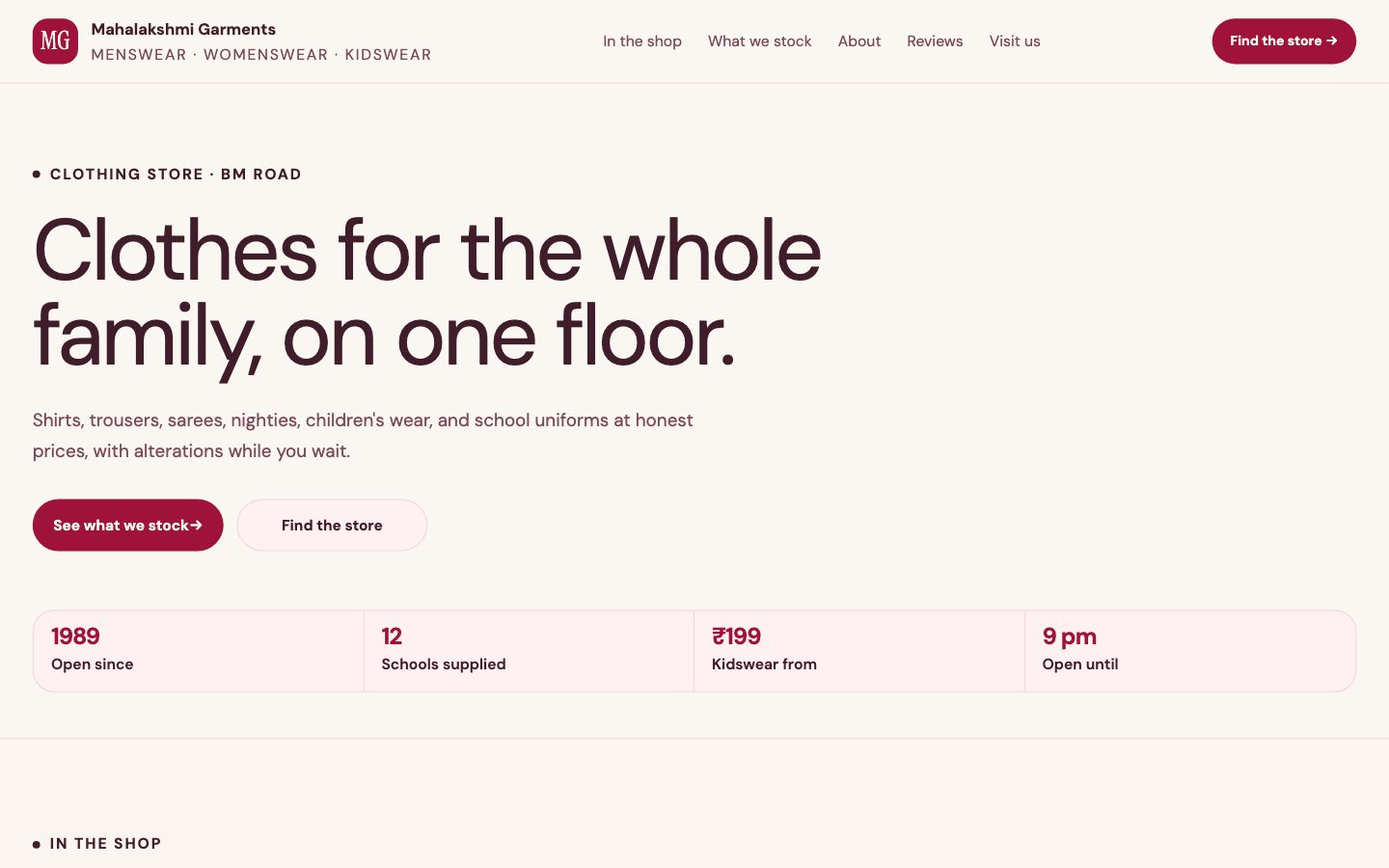 Clothing, Boutiques & Tailors — Everyday Store website preview