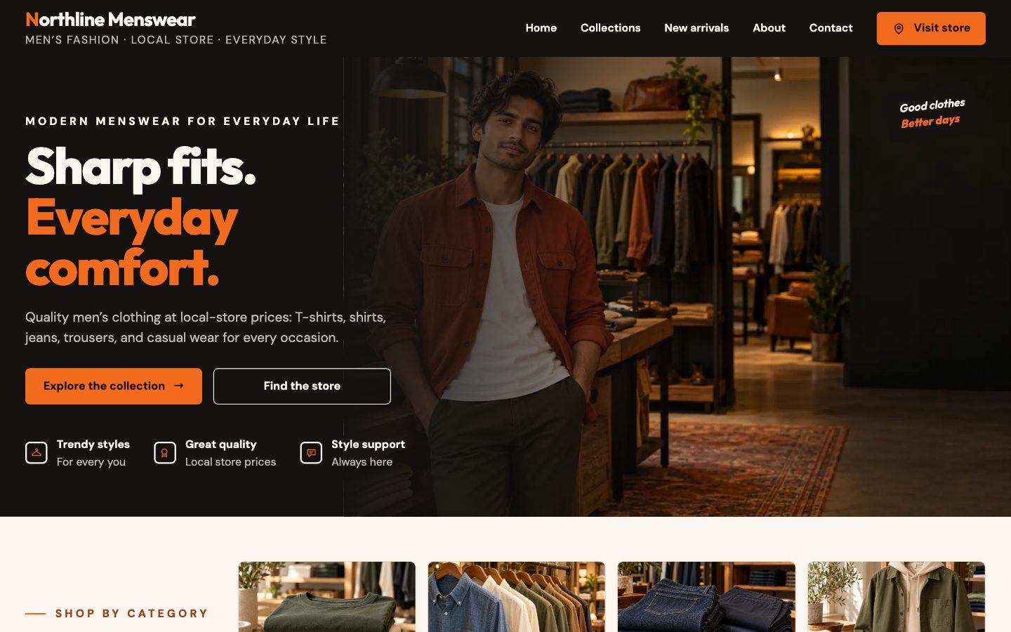 Clothing, Boutiques & Tailors — Menswear Storefront website preview