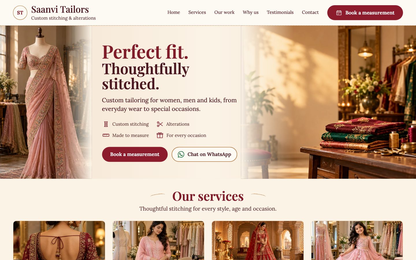 Clothing, Boutiques & Tailors — Perfect Fit website preview