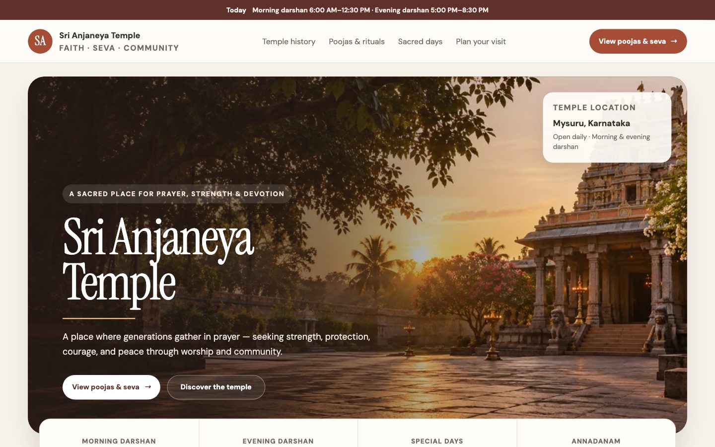 Community Organisations — Temple Sanctuary website preview