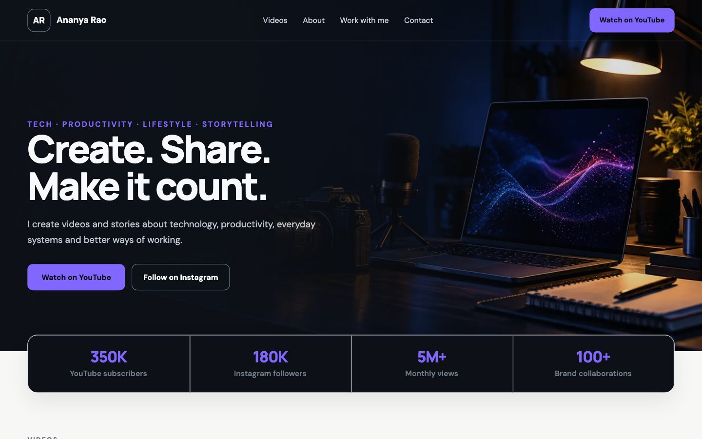 Content Creators — Studio website preview