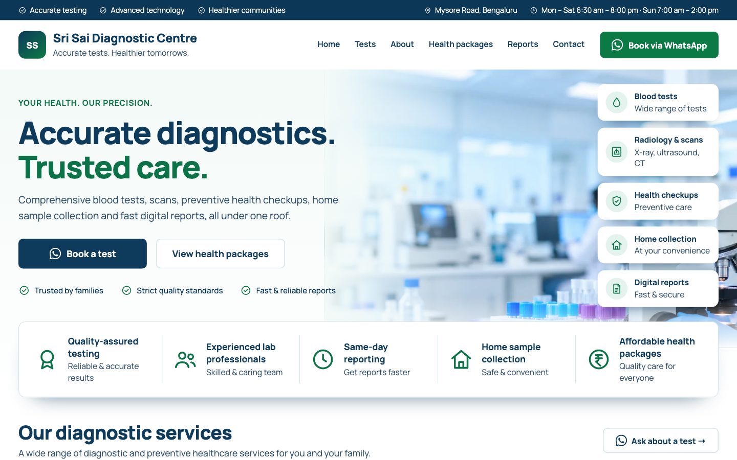 Dentists, Clinics & Diagnostics — Diagnostic Centre website preview