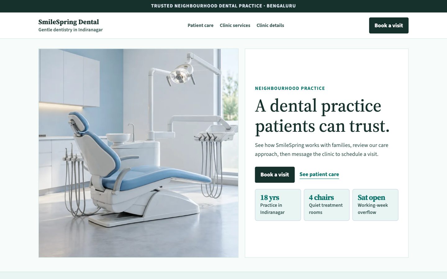 Dentists, Clinics & Diagnostics — Practice website preview