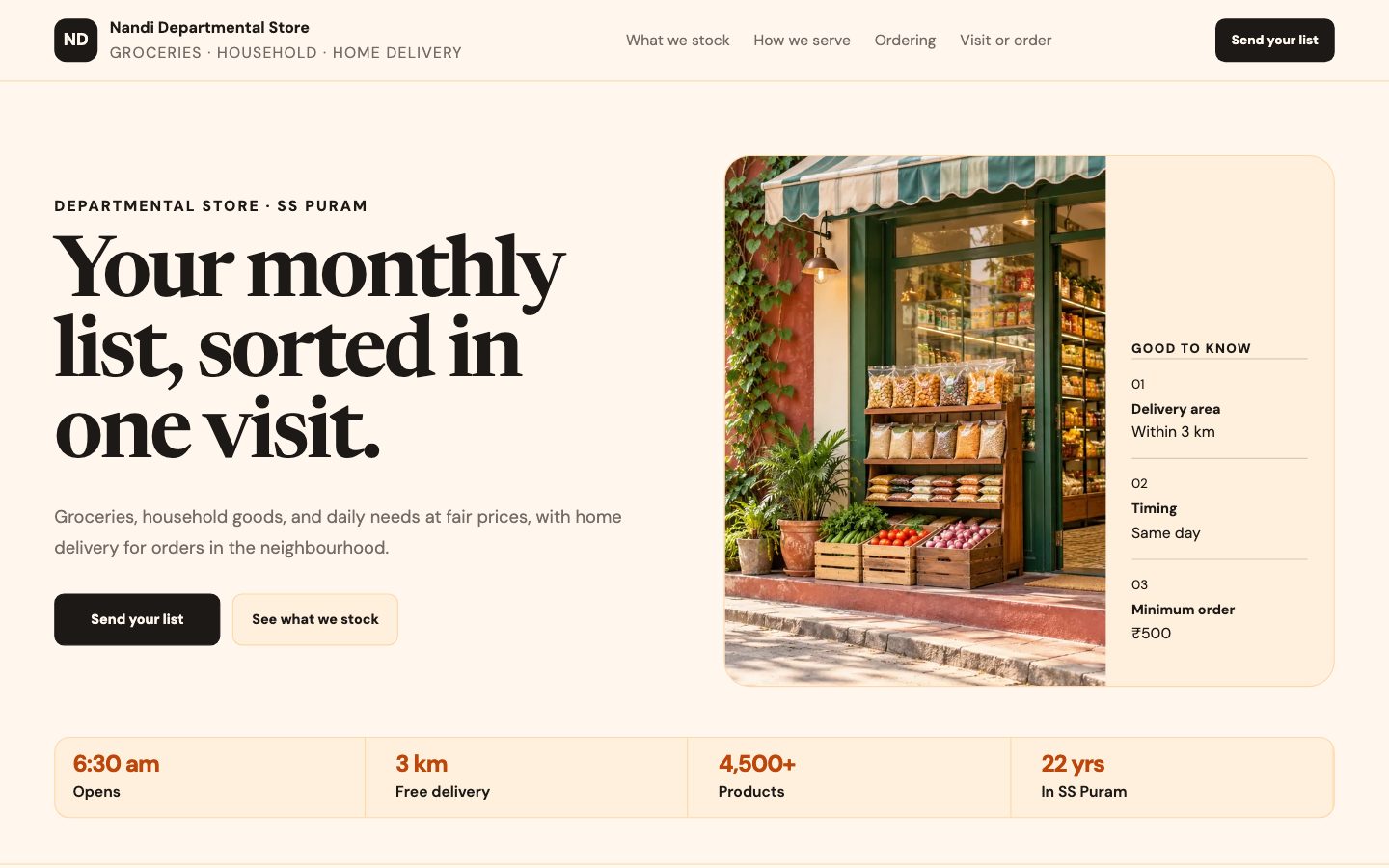 Departmental & Provision Stores — Daily Needs website preview