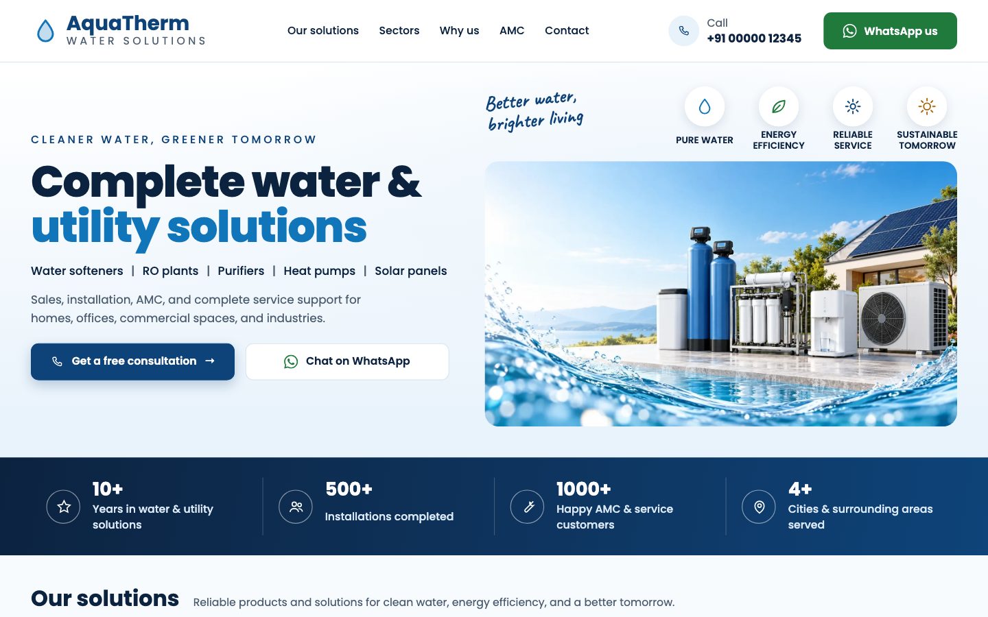 Drinking Water Supply — Utility Solutions website preview