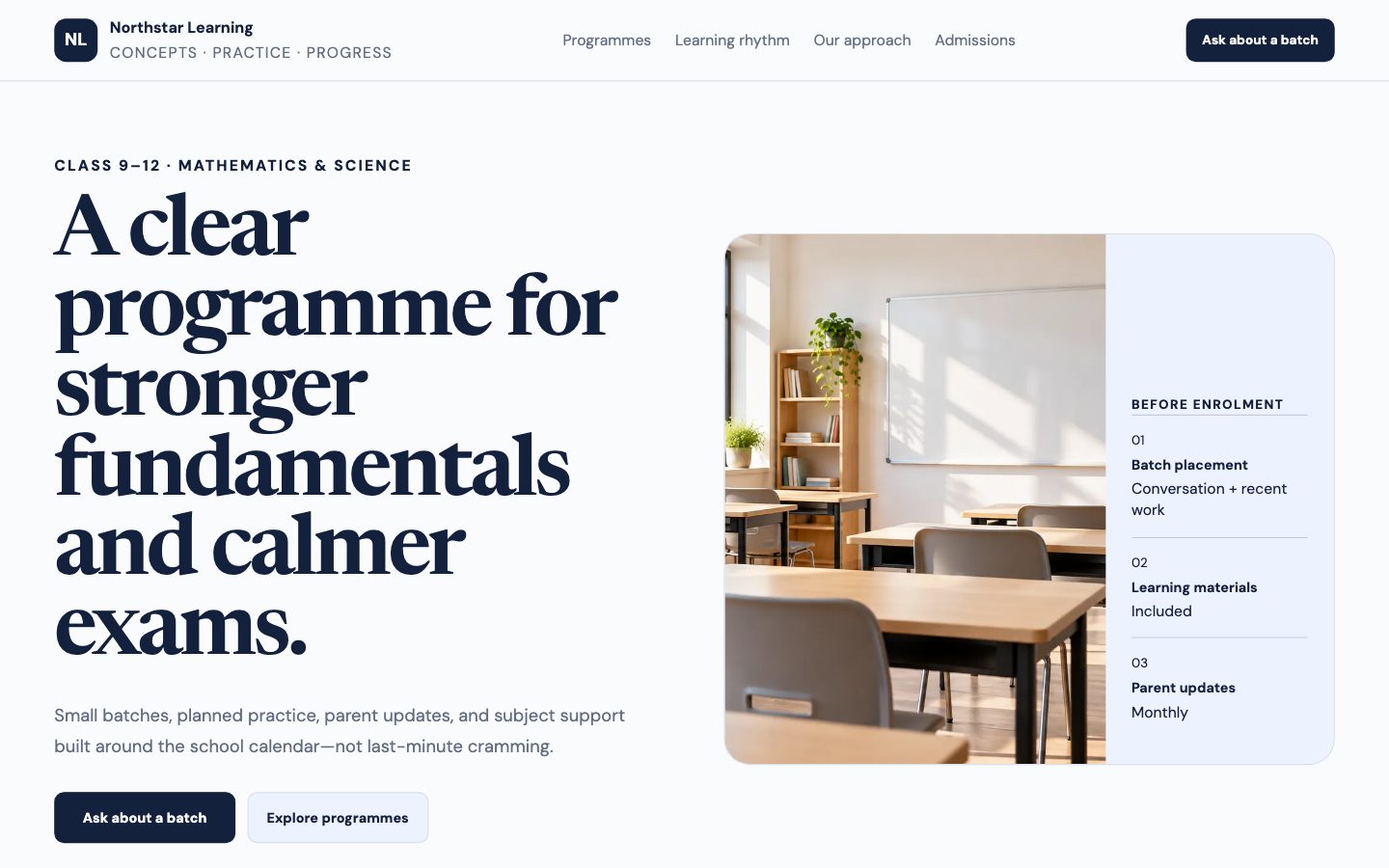 Education & Training — Programme website preview