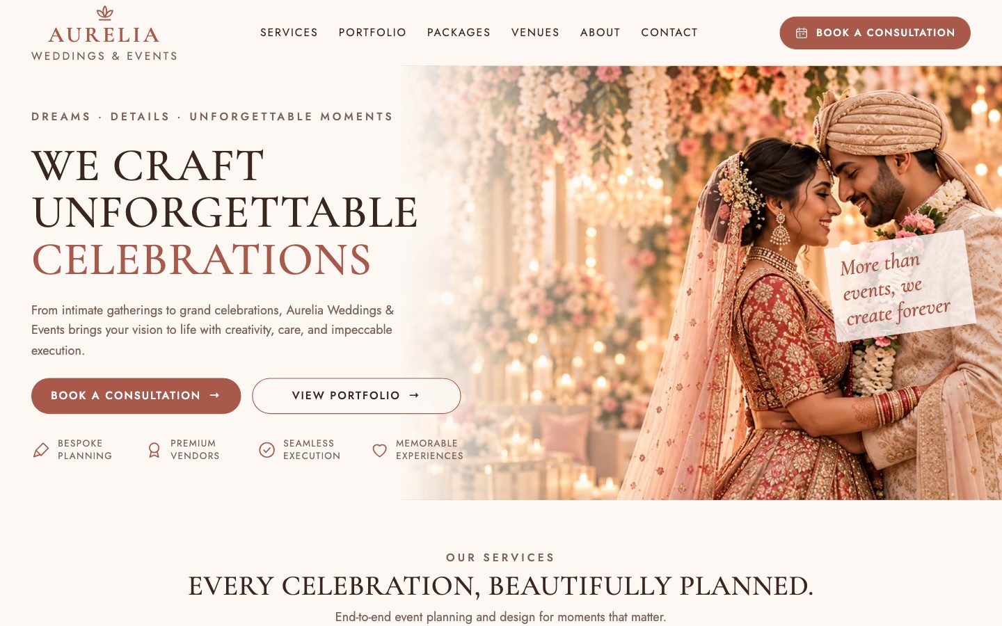 Event Planners — Aurelia Events website preview