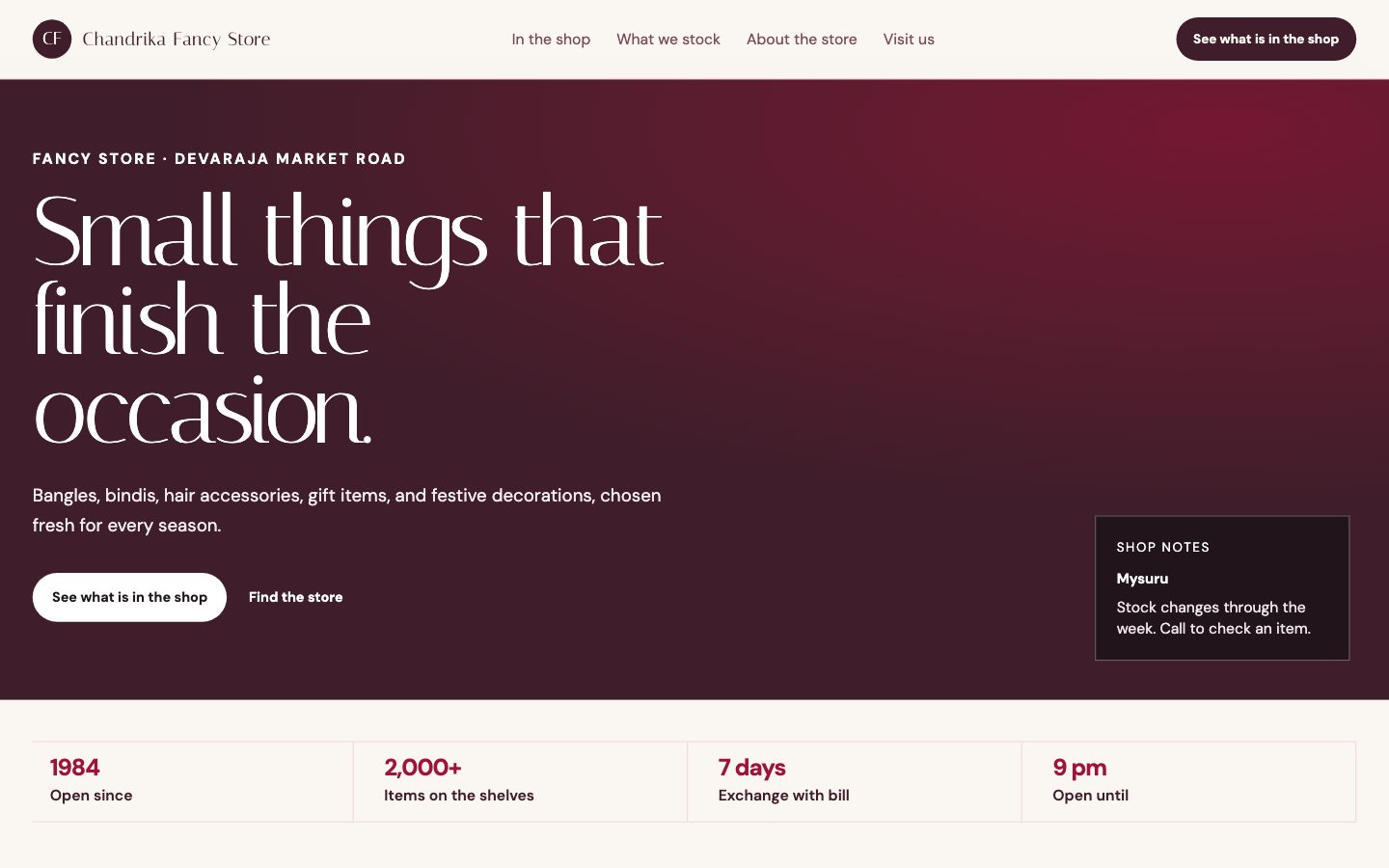 Fancy & Gift Stores — Lookbook website preview