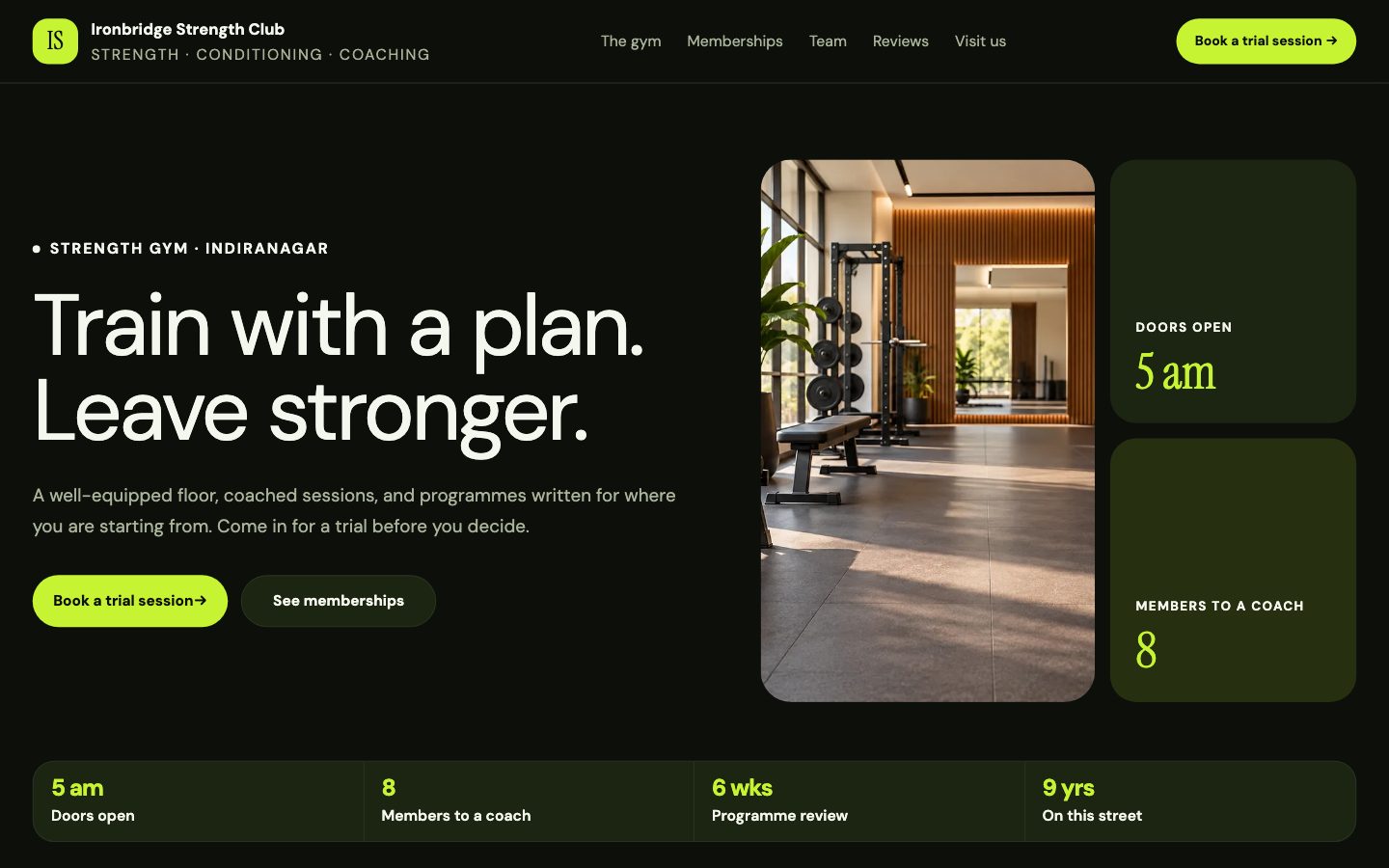 Gyms & Wellness — Strength Club website preview
