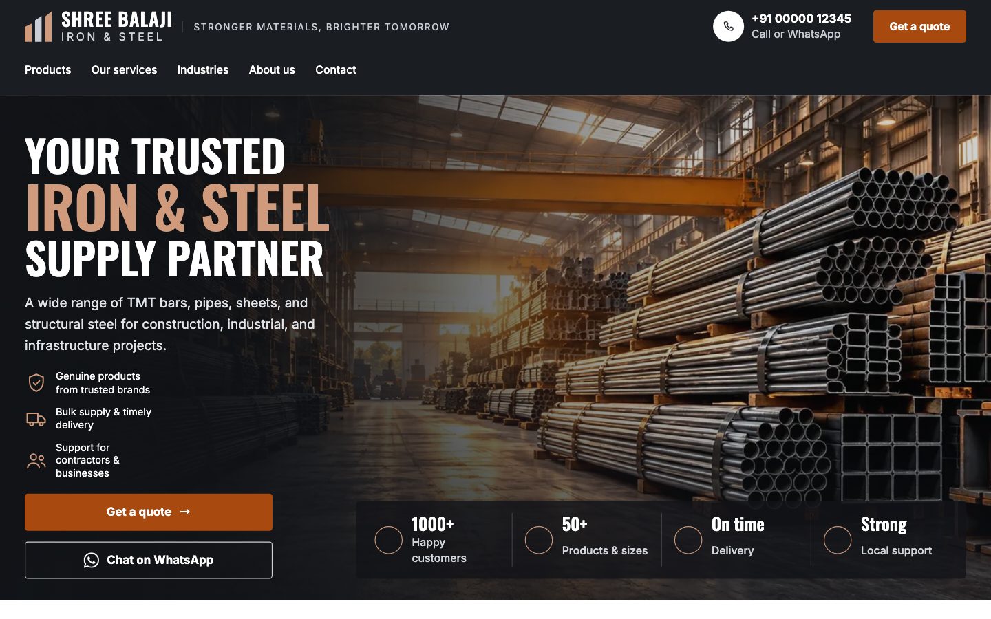 Hardware & Building Supplies — Steel Supply website preview