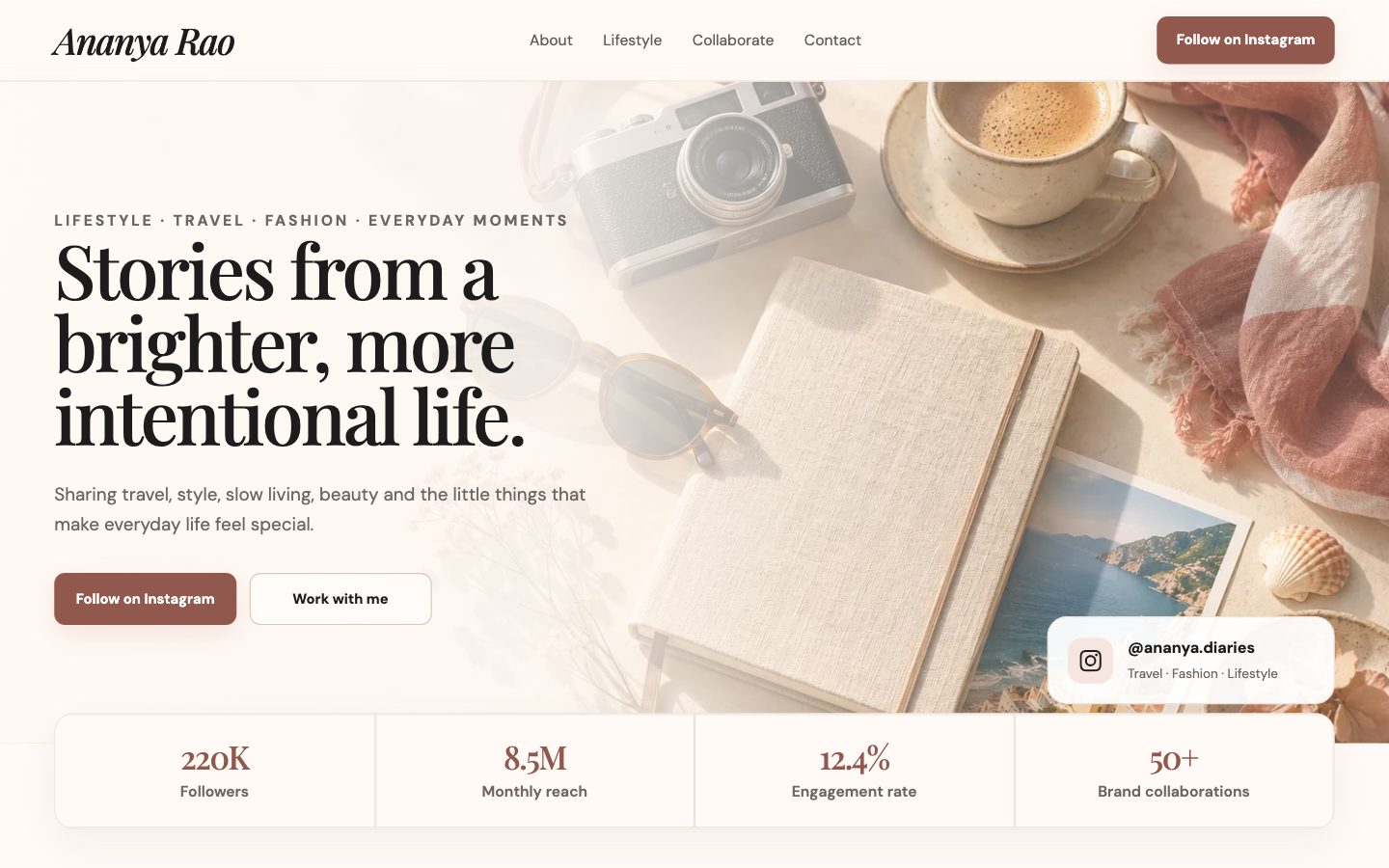 Instagram Influencers — Lifestyle website preview