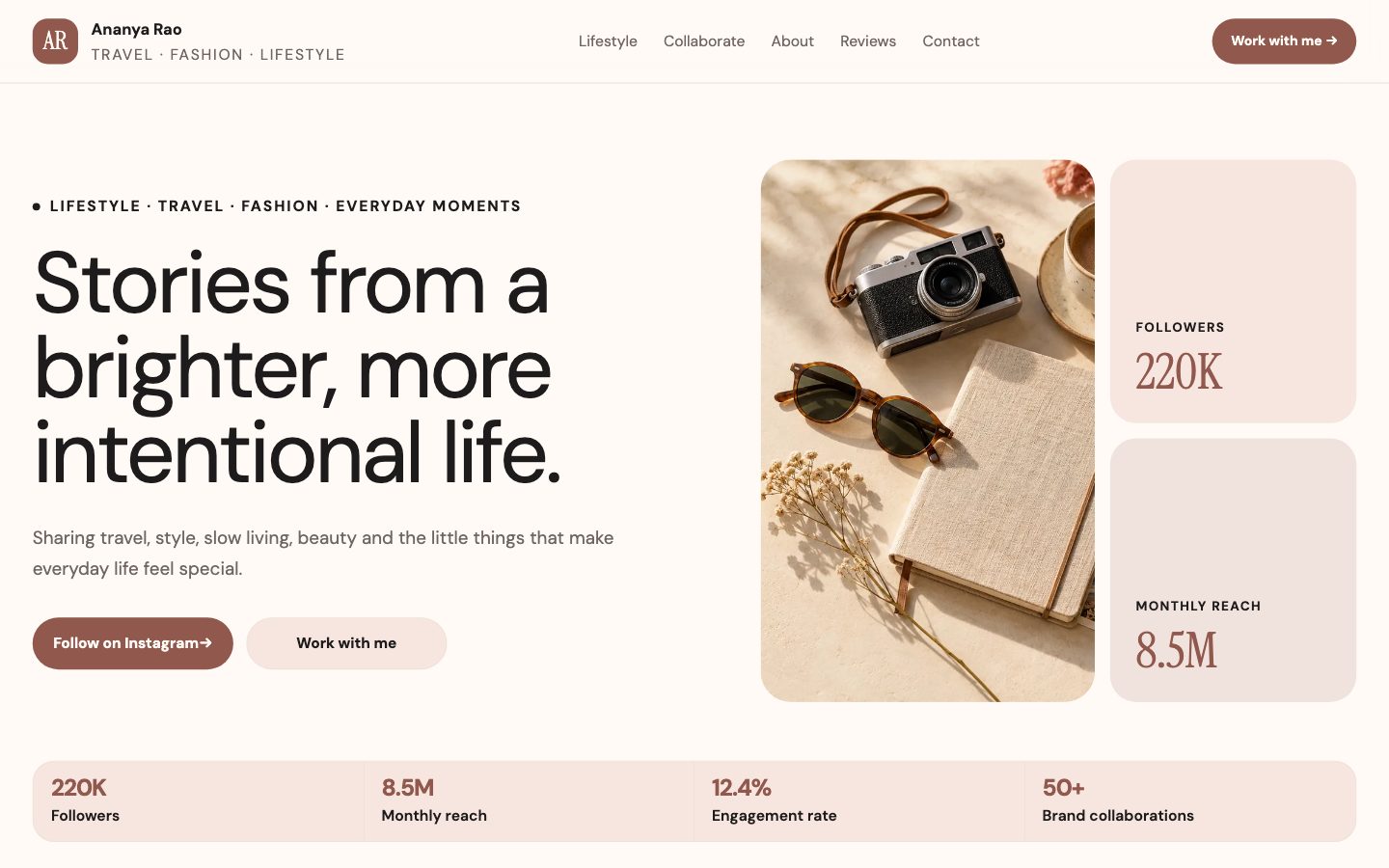 Instagram Influencers — Modern Lifestyle website preview