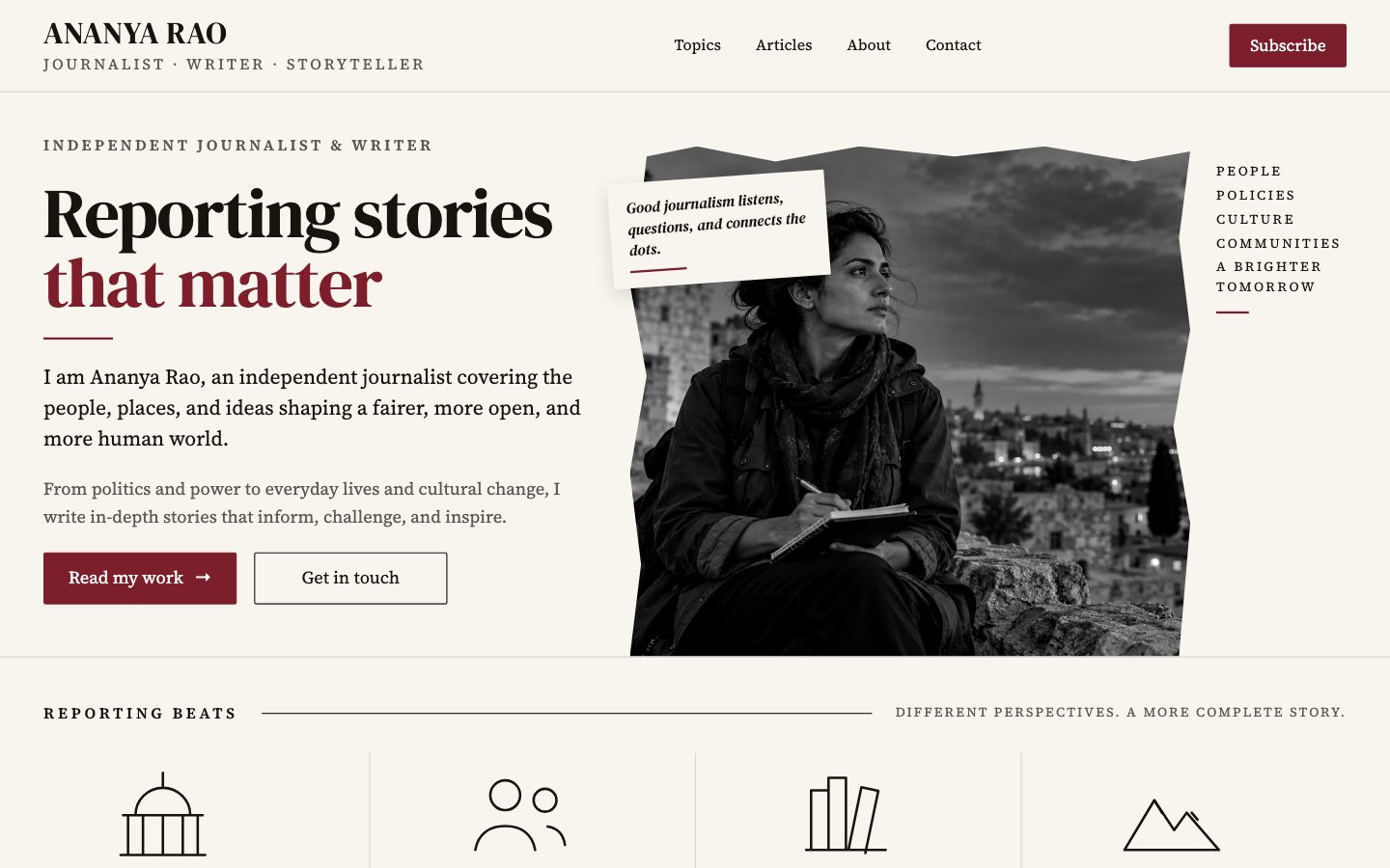 Journalists & Writers — Editorial Writer website preview