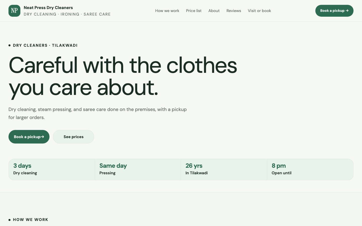Laundry & Dry Cleaning — Counter Service website preview