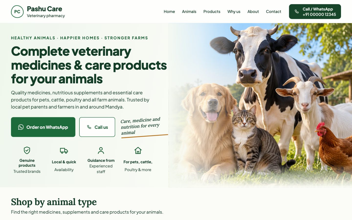 Pharmacies & Medical Stores — Animal Care website preview