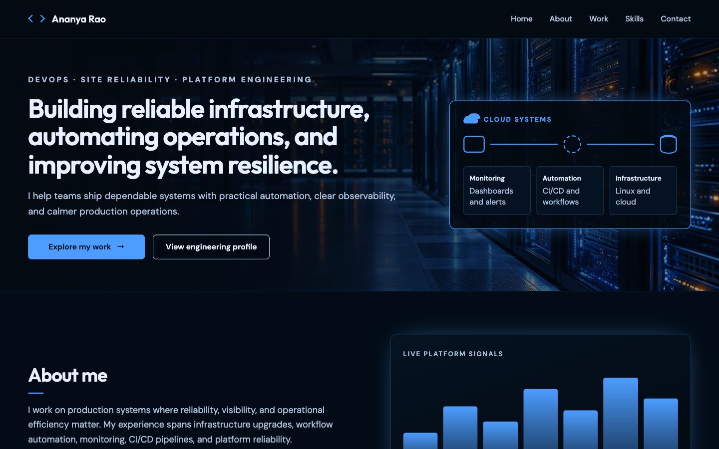 Professional & Developer Portfolios — DevOps Command website preview