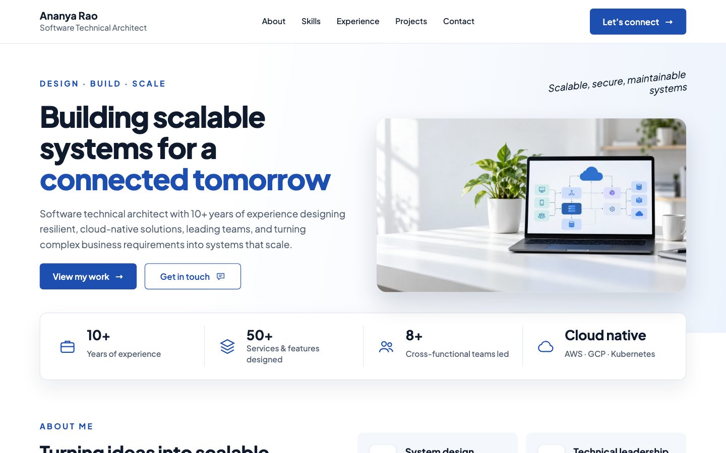 Professional & Developer Portfolios — Technical Architect website preview
