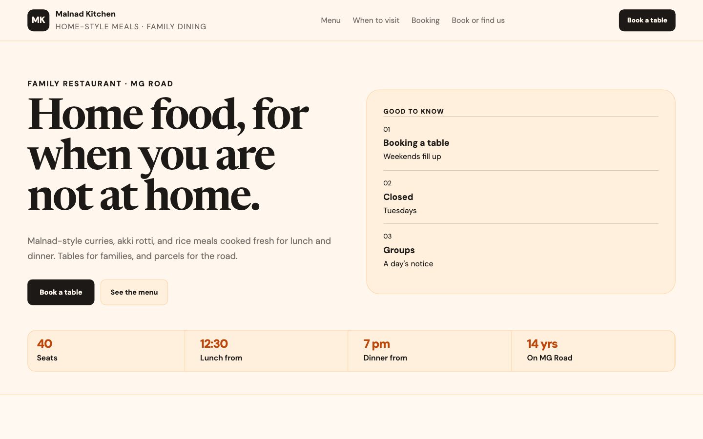 Local Hotels, Restaurants & Cafes — Family Restaurant website preview