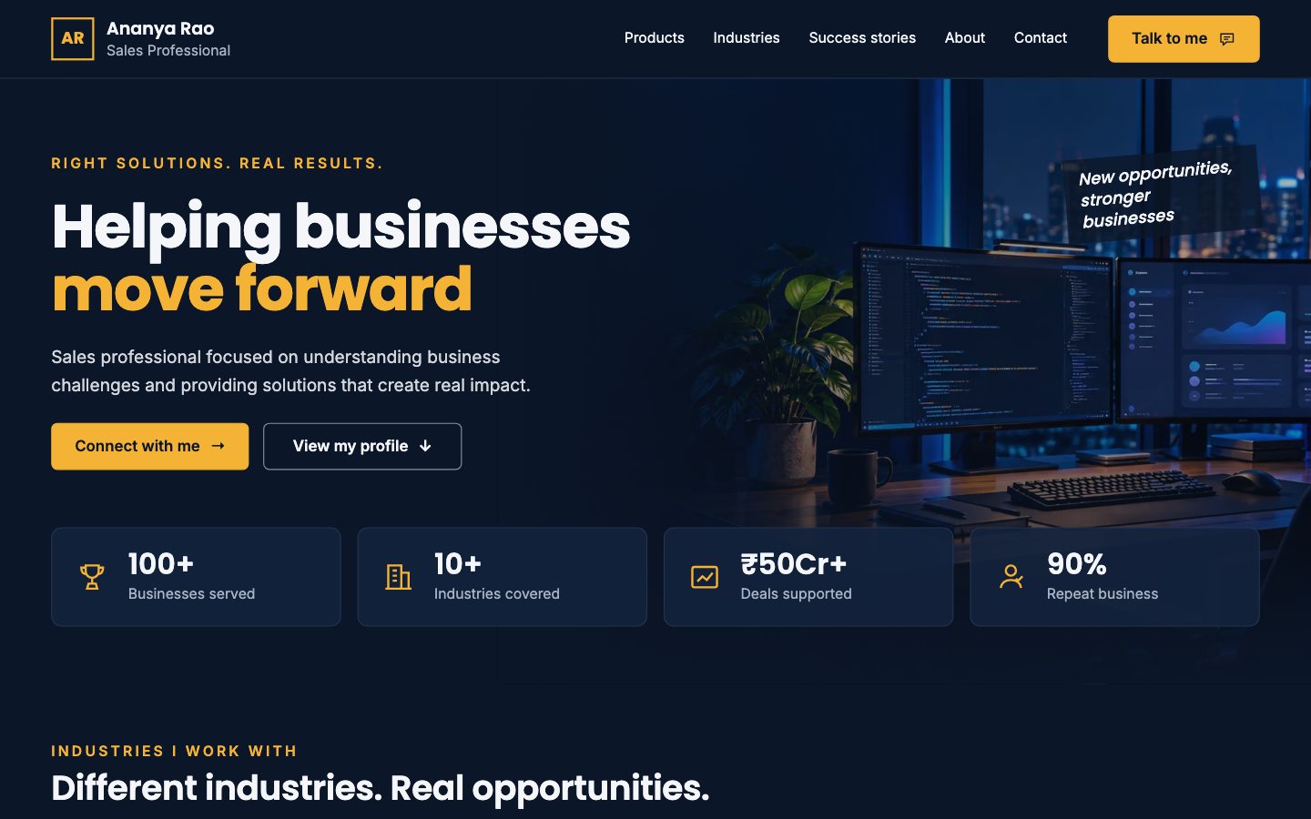 Sales Professionals — Executive Growth website preview