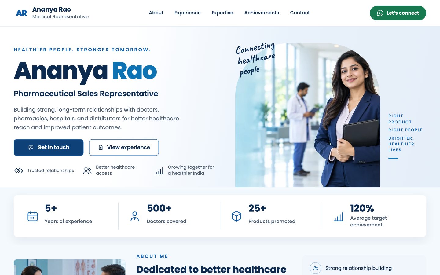 Sales Professionals — Medical Representative website preview