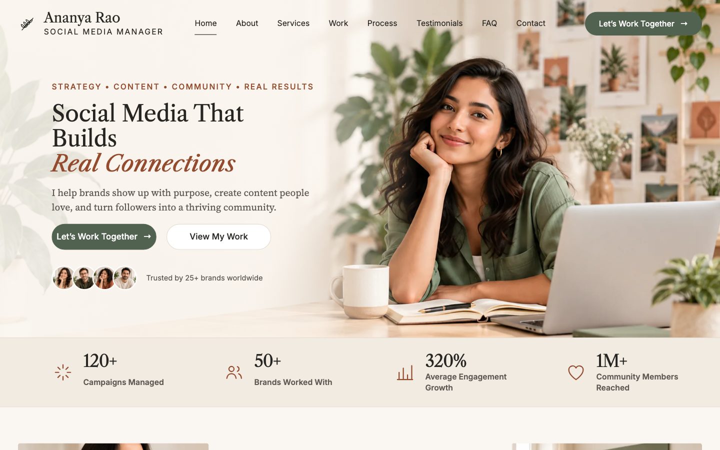 Social Media Managers — Real Connections website preview