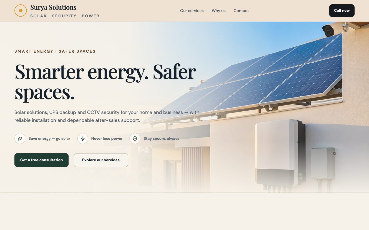 Solar, UPS & Power — Energy website preview