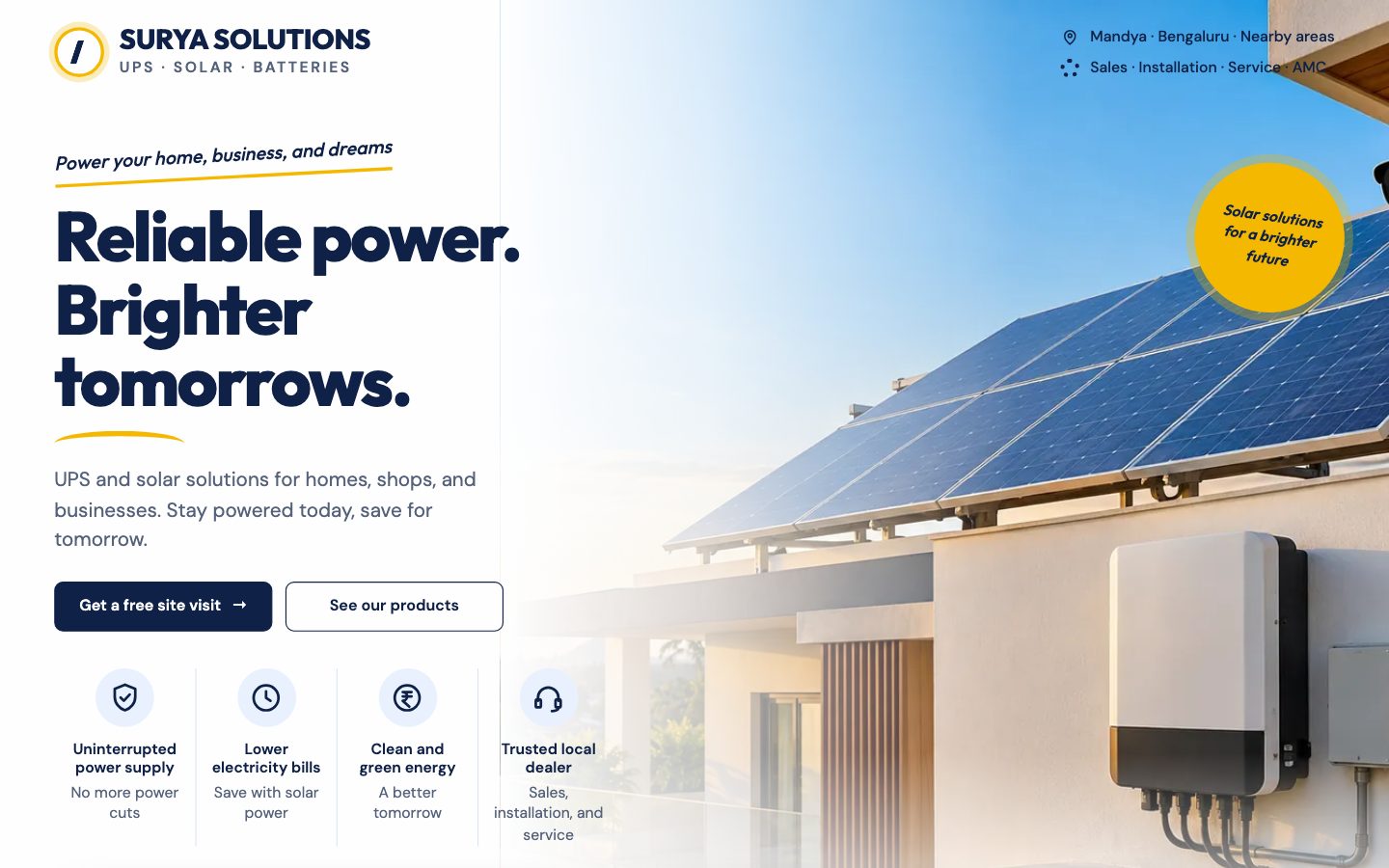 Solar, UPS & Power — Power Solutions website preview