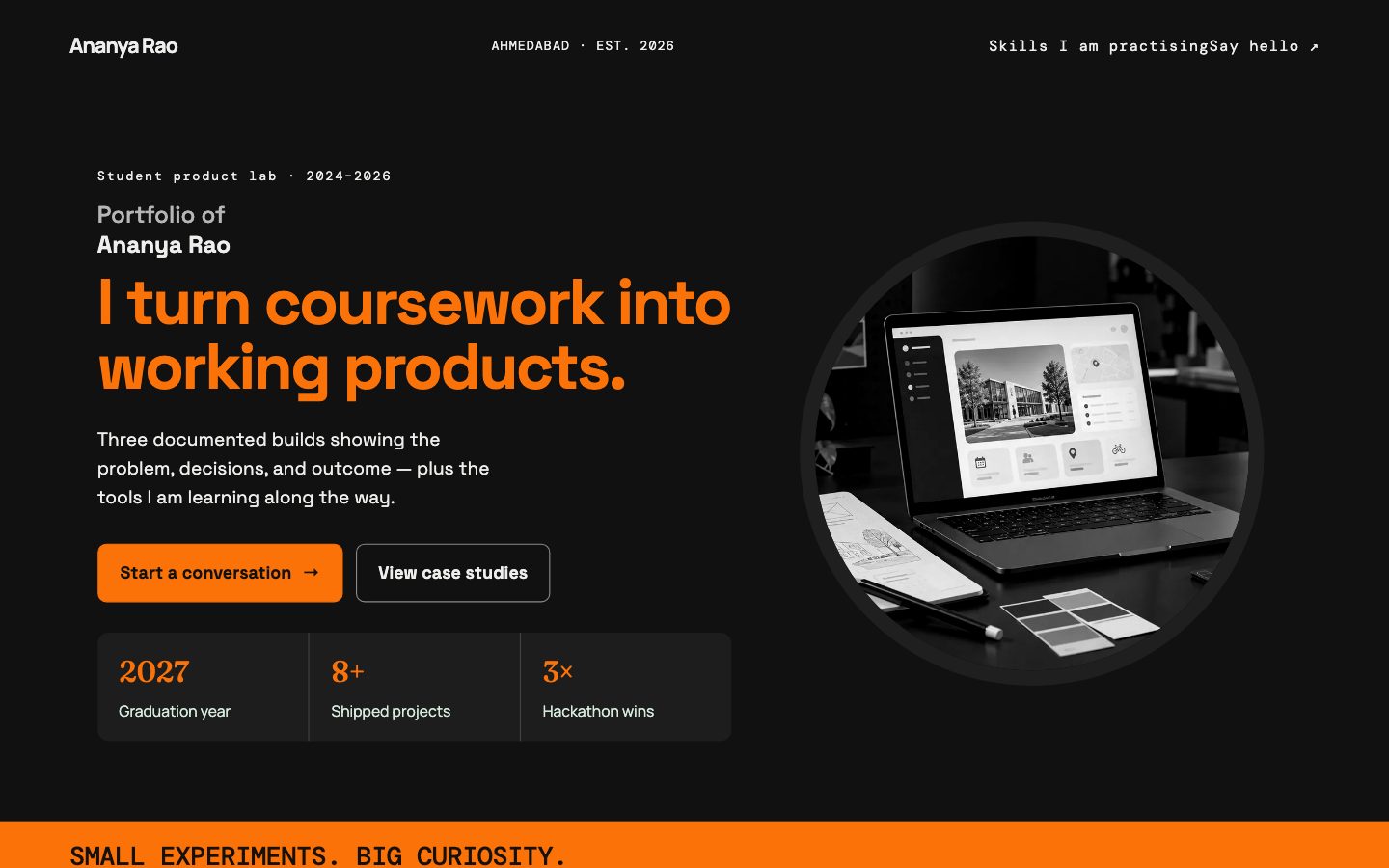 Student Portfolios — Career Frame website preview