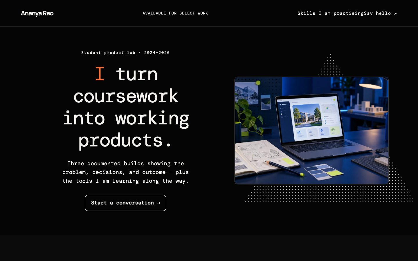 Student Portfolios — Terminal Notes website preview