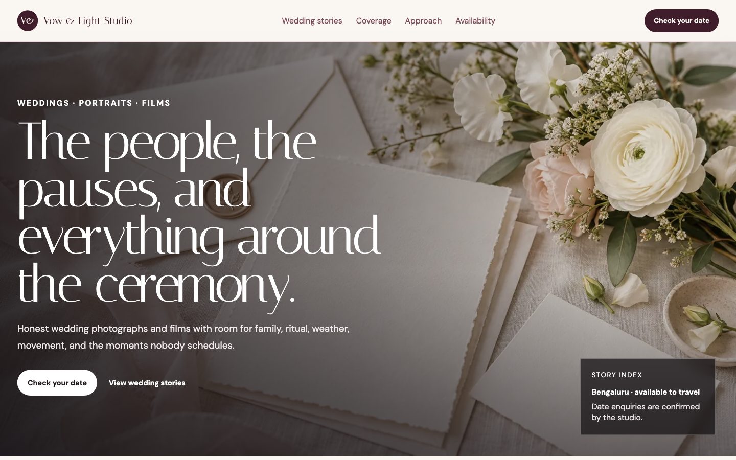 Wedding Photography & Studios — Visual Portfolio website preview