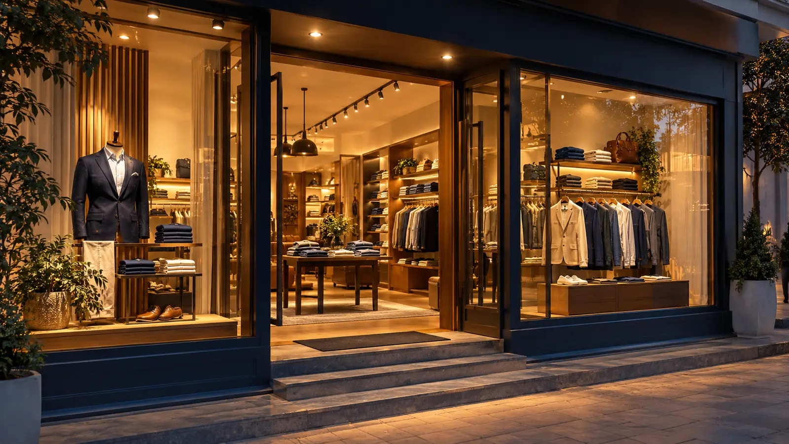 Original exterior view of a local menswear boutique