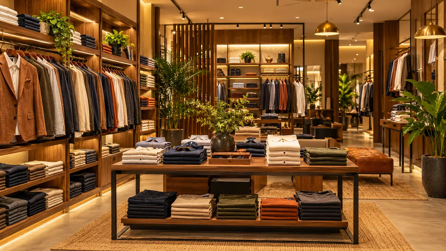 Original warm menswear boutique interior
