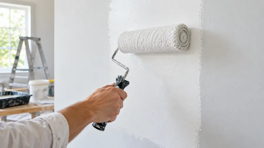 A roller applying primer