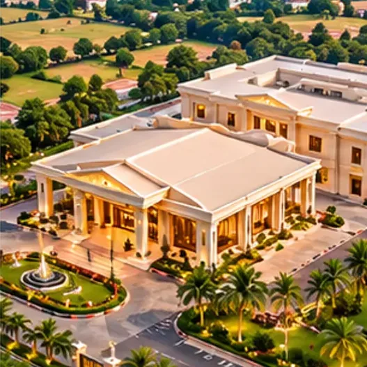 An aerial view of the venue and its grounds