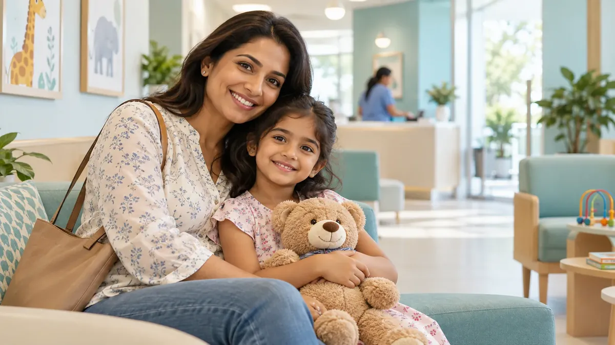 A mother and child at the clinic